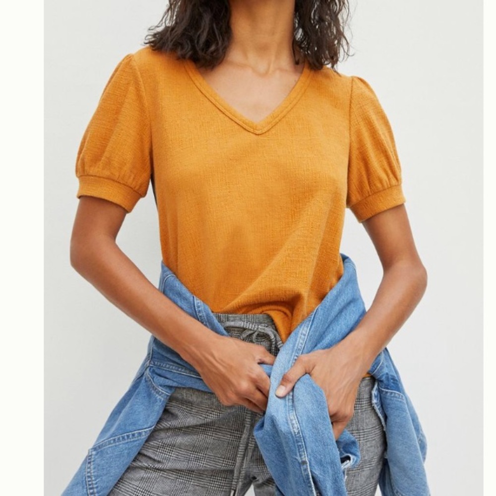 Anthropologie Laria Contrast Top Gold Large NWT